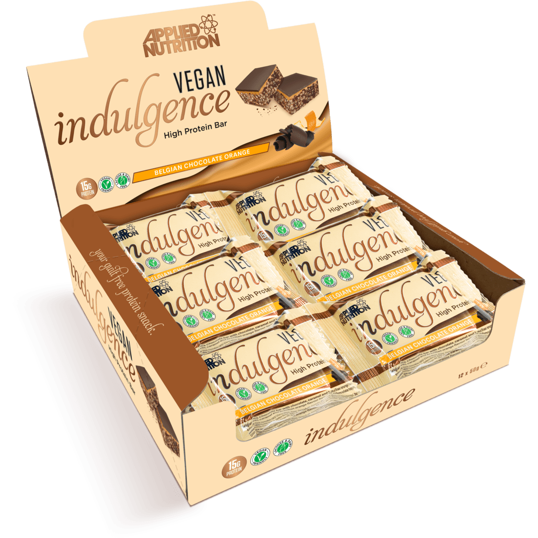 Applied Nutrition Vegan Indulgence Bar, Belgian Chocolate Orange, Box of 12 Bars
